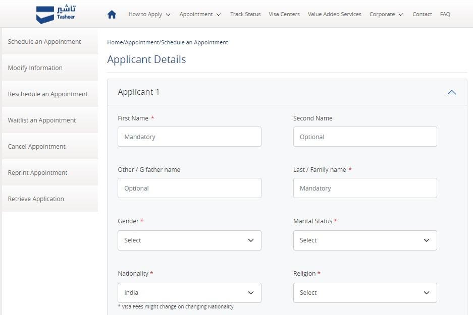 Fill in Applicant Details