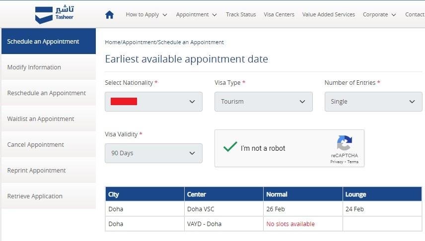 Select Nationality & Visa Category