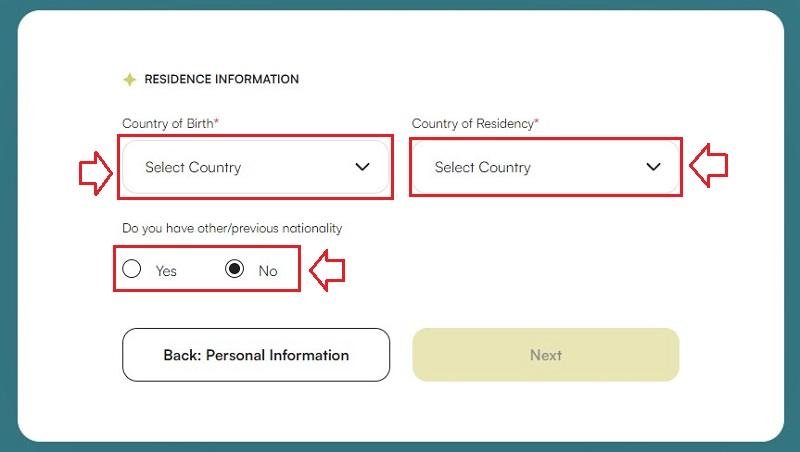 Provide Residency Details