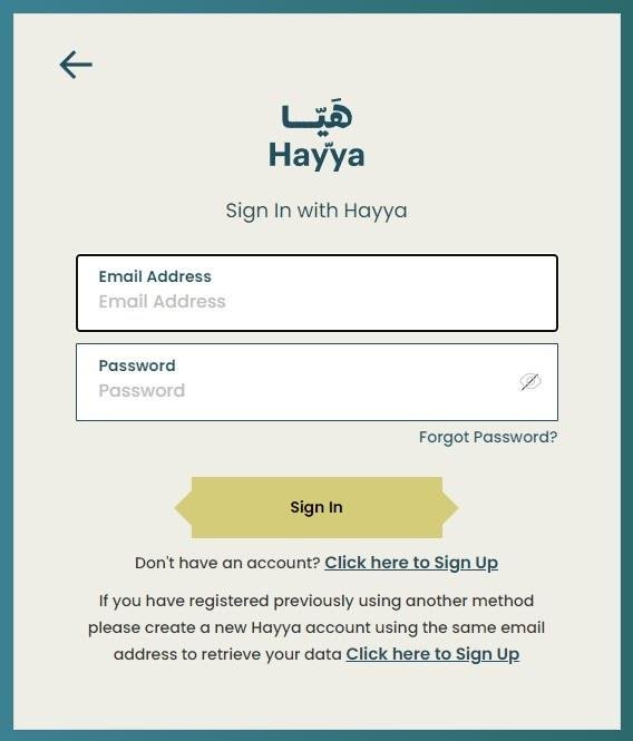 Register or Log In - Qatar Tourist Visa (Hayya A1)