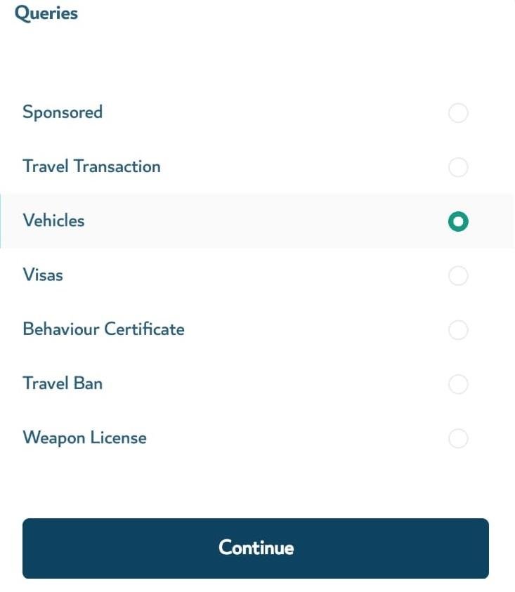 Select “Vehicles” Under Service Type